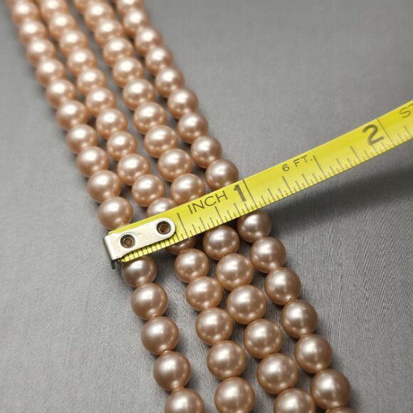 VTG Multi-Strand Faux Pearl Choker Necklace 14.5" Rhinestone Hook Clasp - Picture 8 of 10